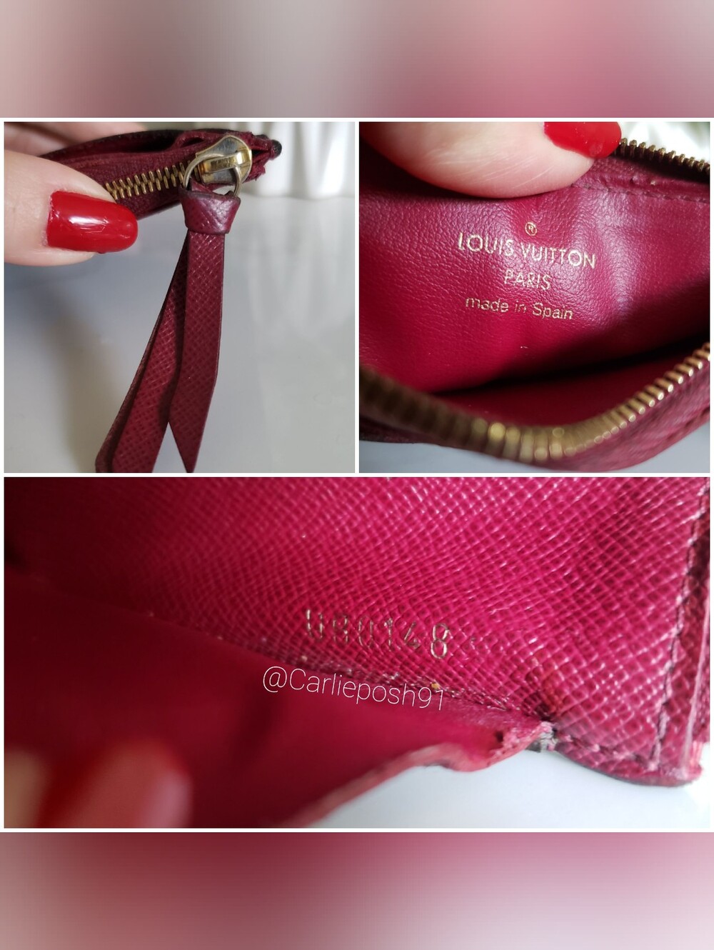 Authentic Pre-owned Louis Vuitton Monogram Canvas Zipped Card Holder Fuchsia - Picture 14 of 15